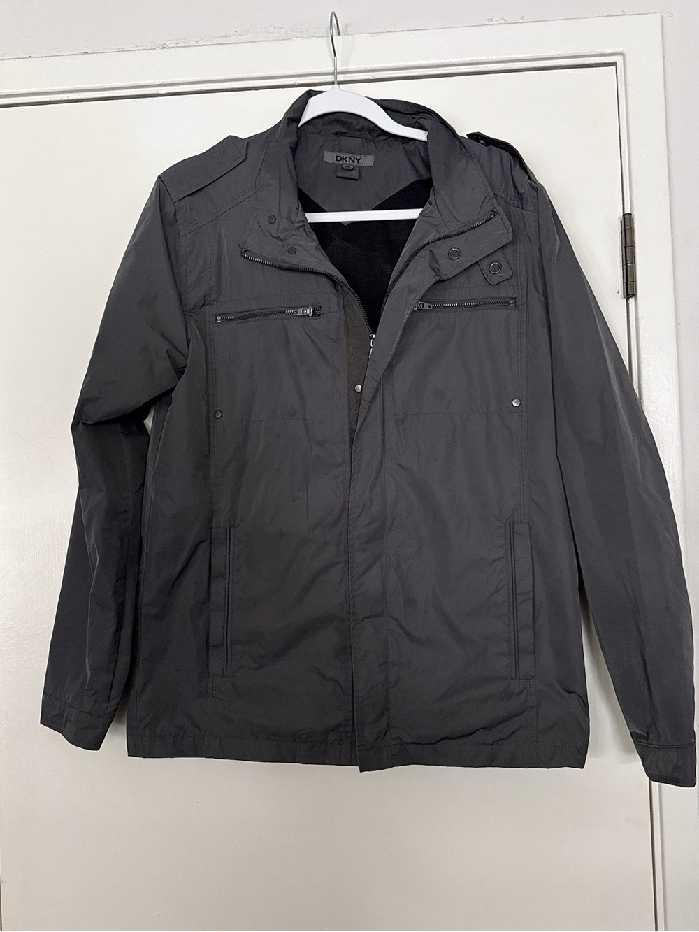 DKNY Men's Black Lightweight Zip-Front Jacket